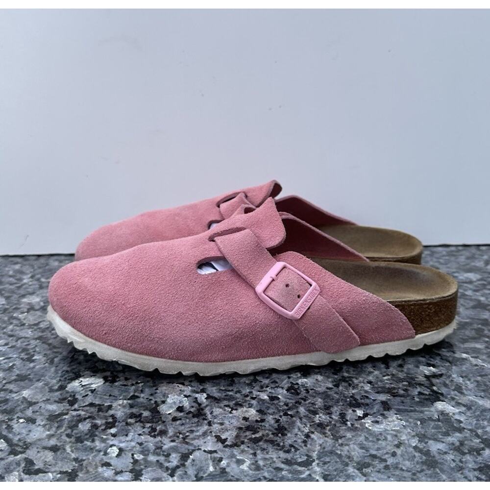 Stained Birkenstock Boston Bs Color Candy Pink Suede Ladies Size 8 - Picture 3 of 12